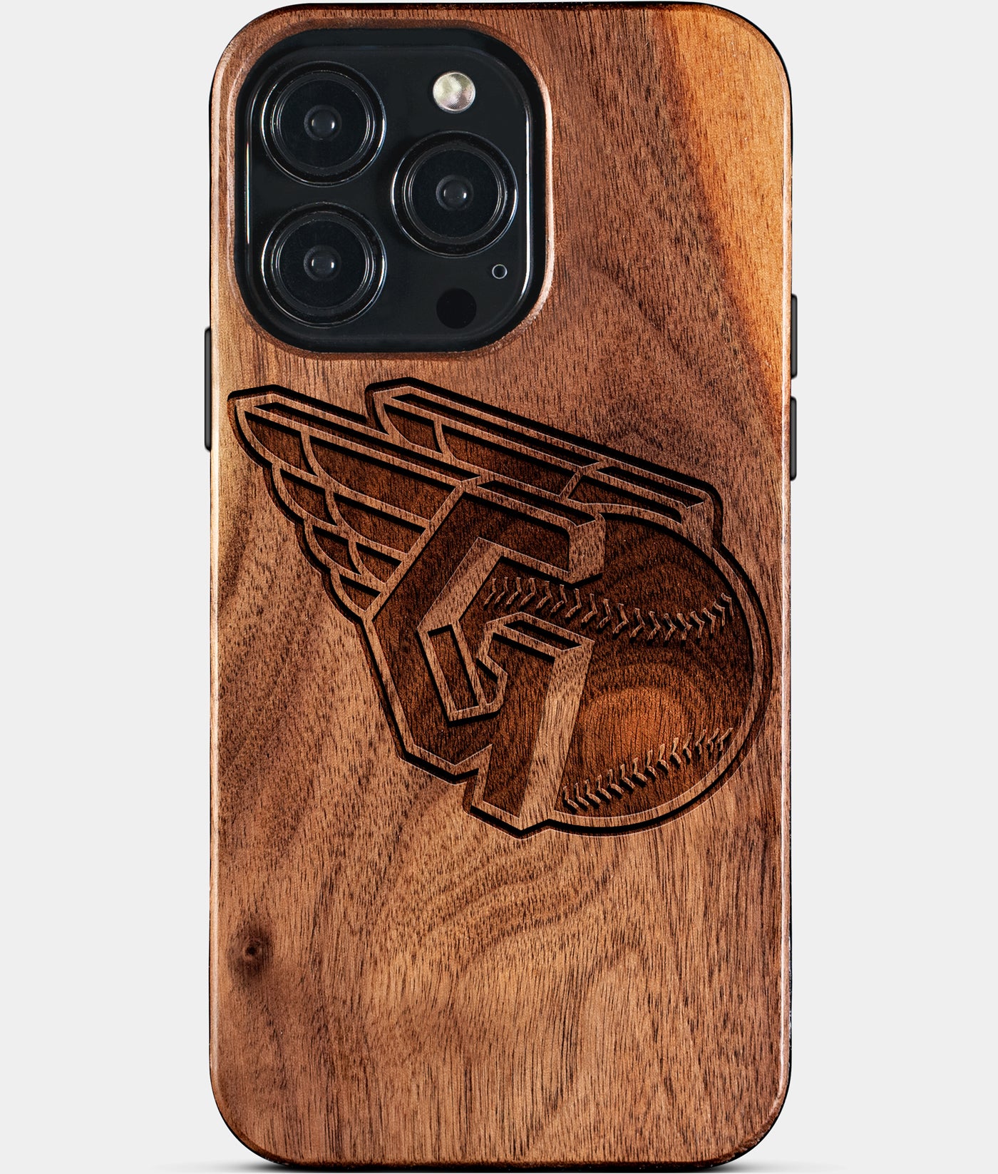 Custom Cleveland Guardians iPhone 15/15 Pro/15 Pro Max/15 Plus Case - Wood Guardians Cover - Eco-friendly Cleveland Guardians iPhone 15 Case - Carved Wood Custom Cleveland Guardians Gift For Him - Monogrammed Personalized iPhone 15 Cover By Engraved In Nature