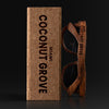 Coconut Grove Florida Wood Sunglasses with custom engraving. Custom Coconut Grove Florida Gifts For Men -  Sustainable Coconut Grove Florida eco friendly products - Personalized Coconut Grove Florida Birthday Gifts - Unique Coconut Grove Florida travel Souvenirs and gift shops. Coconut Grove Florida Wayfarer Eyewear and Shades wiith Box