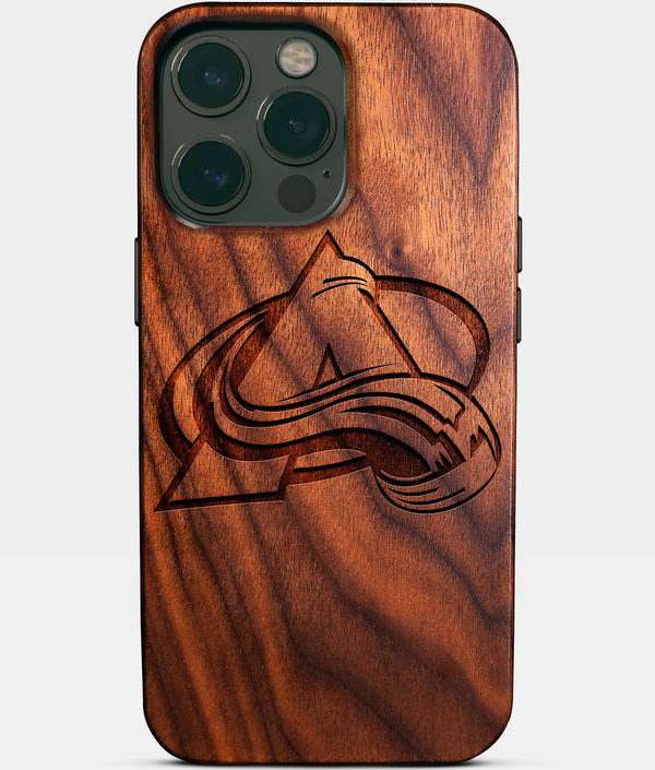 Custom Colorado Avalanche iPhone 14/14 Pro/14 Pro Max/14 Plus Case - Wood Avalanche Cover - Eco-friendly Colorado Avalanche iPhone 14 Case - Carved Wood Custom Colorado Avalanche Gift For Him - Monogrammed Personalized iPhone 14 Cover By Engraved In Nature