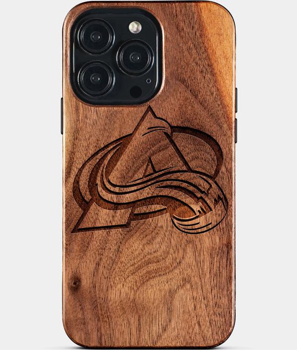 Custom Colorado Avalanche iPhone 15/15 Pro/15 Pro Max/15 Plus Case - Wood Avalanche Cover - Eco-friendly Colorado Avalanche iPhone 15 Case - Carved Wood Custom Colorado Avalanche Gift For Him - Monogrammed Personalized iPhone 15 Cover By Engraved In Nature