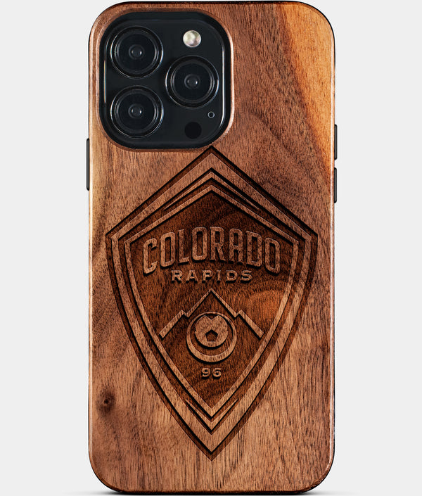 Custom Colorado Rapids iPhone 15/15 Pro/15 Pro Max/15 Plus Case - Wood Colorado Rapids Cover - Eco-friendly Colorado Rapids iPhone 15 Case - Carved Wood Custom Colorado Rapids Gift For Him - Monogrammed Personalized iPhone 15 Cover By Engraved In Nature
