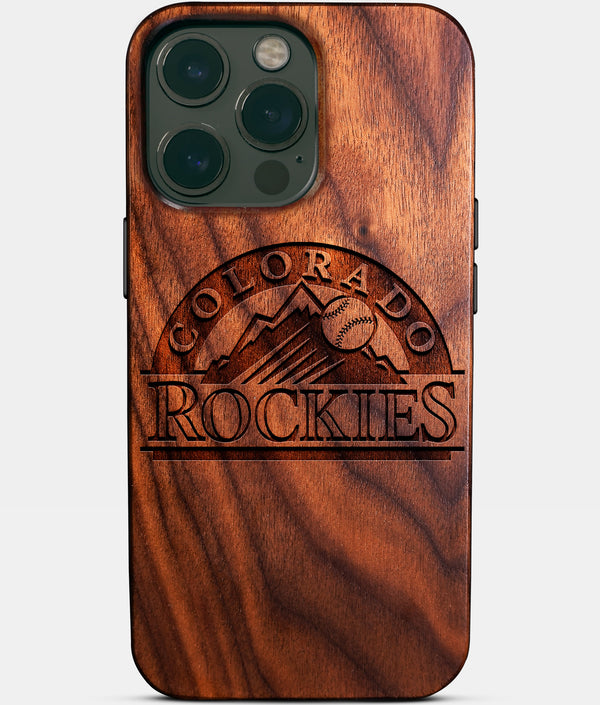 Custom Colorado Rockies iPhone 14/14 Pro/14 Pro Max/14 Plus Case - Wood Rockies Cover - Eco-friendly Colorado Rockies iPhone 14 Case - Carved Wood Custom Colorado Rockies Gift For Him - Monogrammed Personalized iPhone 14 Cover By Engraved In Nature