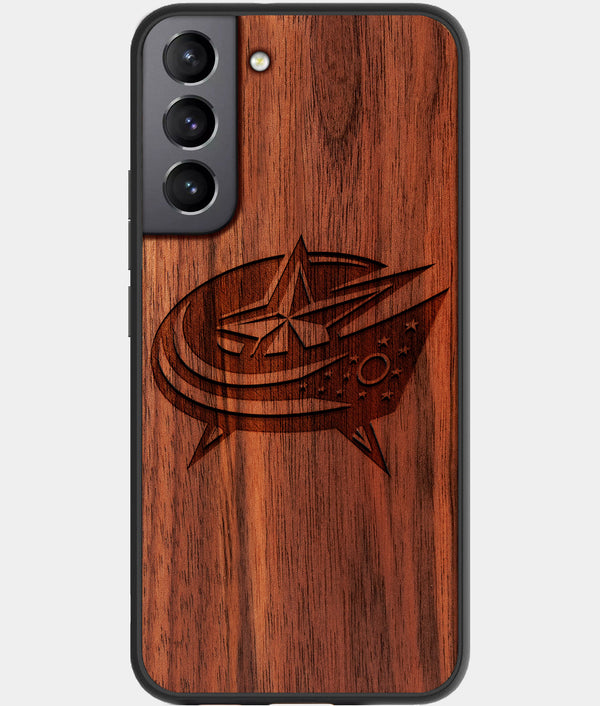 Best Walnut Wood Columbus Blue Jackets Galaxy S21 FE Case - Custom Engraved Cover - Engraved In Nature