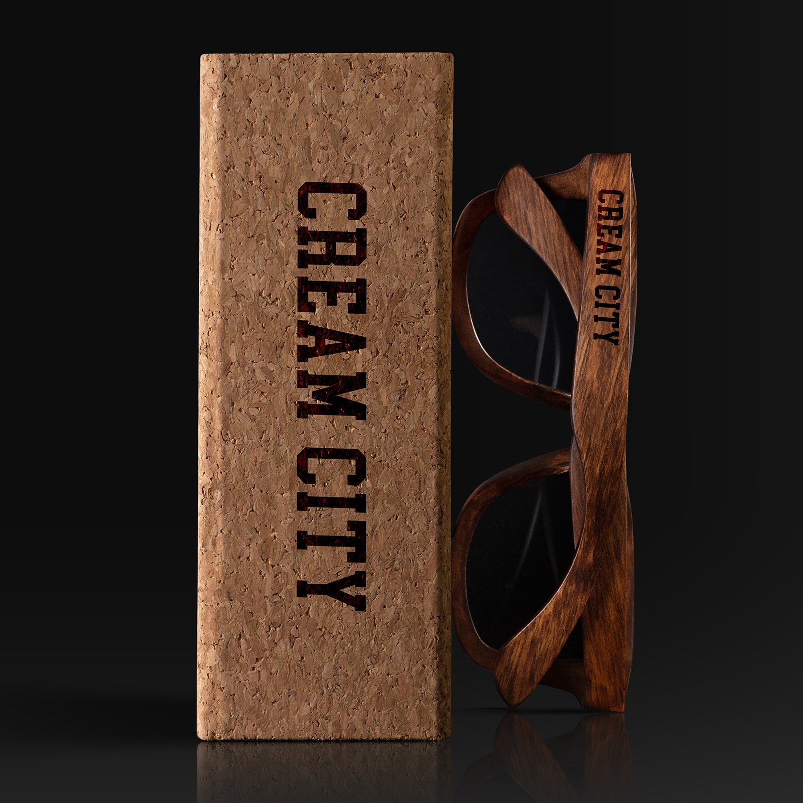 Cream City II Wisconsin Wood Sunglasses with custom engraving. Custom Cream City II Wisconsin Gifts For Men -  Sustainable Cream City II Wisconsin eco friendly products - Personalized Cream City II Wisconsin Birthday Gifts - Unique Cream City II Wisconsin travel Souvenirs and gift shops. Cream City II Wisconsin Wayfarer Eyewear and Shades wiith Box