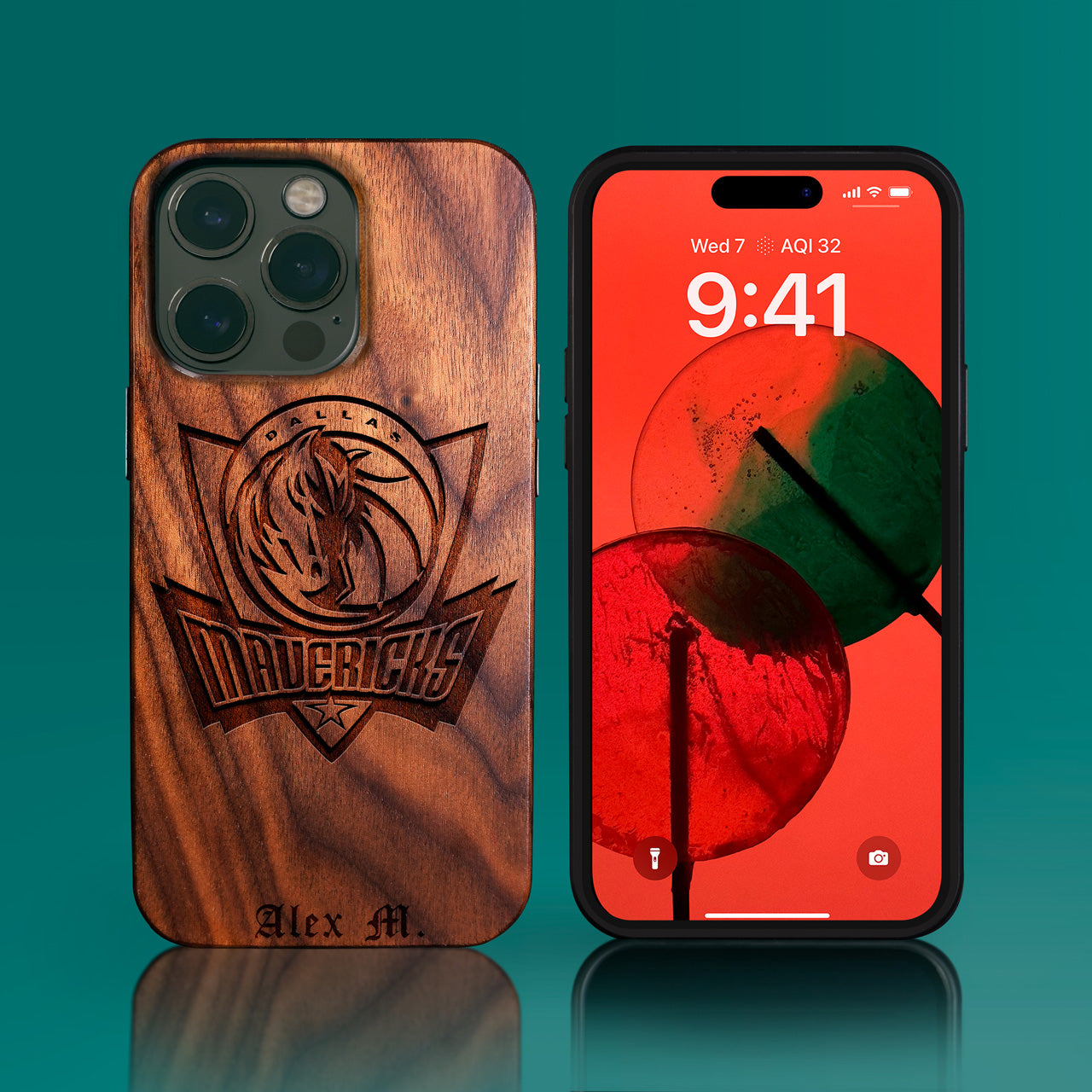 Custom Dallas Mavericks iPhone 14/14 Pro/14 Pro Max/14 Plus Case - Carved Wood Mavericks Cover