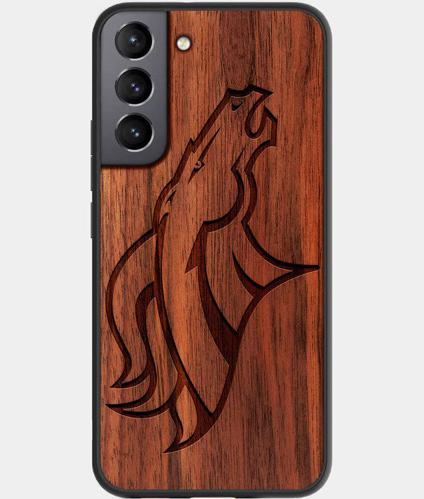 Best Walnut Wood Denver Broncos Galaxy S21 FE Case - Custom Engraved Cover - Engraved In Nature