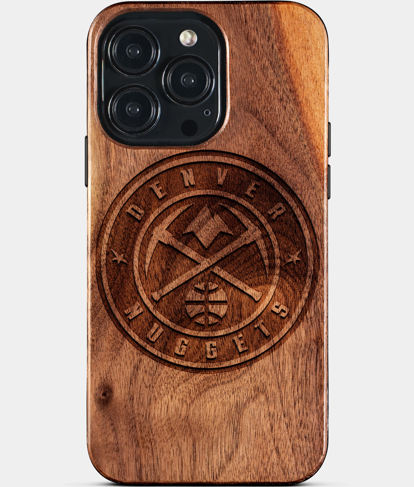Custom Denver Nuggets iPhone 15/15 Pro/15 Pro Max/15 Plus Case - Wood Nuggets Cover - Eco-friendly Denver Nuggets iPhone 15 Case - Carved Wood Custom Denver Nuggets Gift For Him - Monogrammed Personalized iPhone 15 Cover By Engraved In Nature