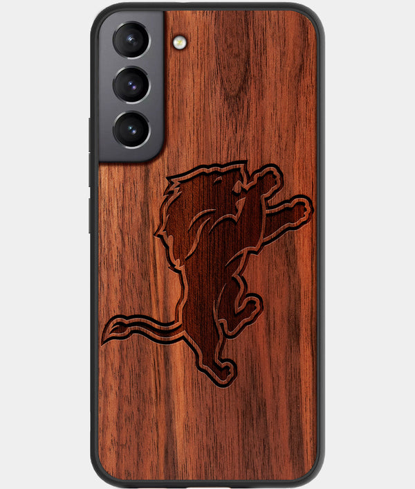 Best Walnut Wood Detroit Lions Galaxy S21 FE Case - Custom Engraved Cover - Engraved In Nature