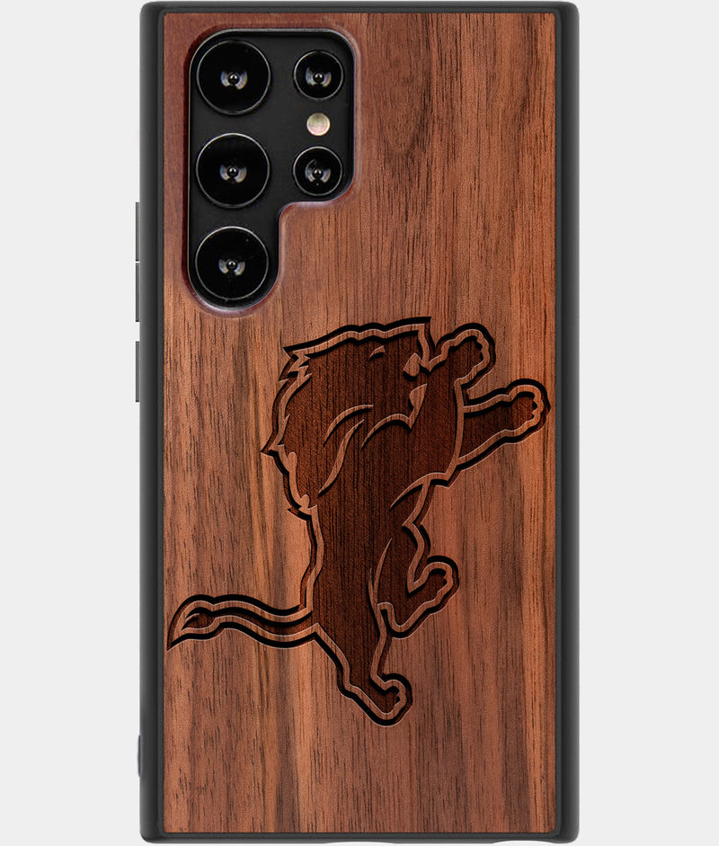 Best Wood Detroit Lions Samsung Galaxy S22 Ultra Case - Custom Engraved Cover - Engraved In Nature