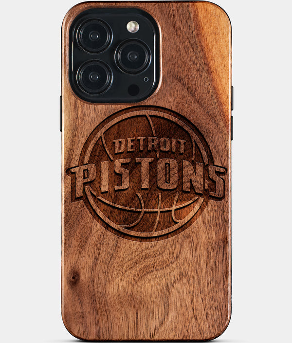 Custom Detroit Pistons iPhone 15/15 Pro/15 Pro Max/15 Plus Case - Wood Pistons Cover - Eco-friendly Detroit Pistons iPhone 15 Case - Carved Wood Custom Detroit Pistons Gift For Him - Monogrammed Personalized iPhone 15 Cover By Engraved In Nature