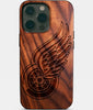 Custom Detroit Red Wings iPhone 14/14 Pro/14 Pro Max/14 Plus Case - Wood Red Wings Cover - Eco-friendly Detroit Red Wings iPhone 14 Case - Carved Wood Custom Detroit Red Wings Gift For Him - Monogrammed Personalized iPhone 14 Cover By Engraved In Nature