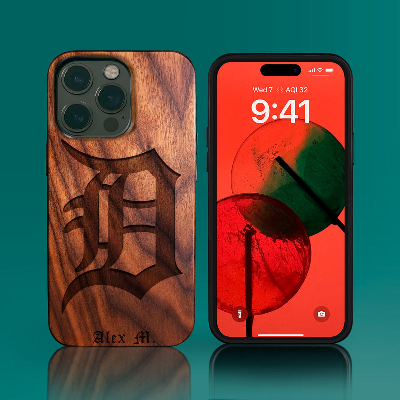 Custom Detroit Tigers iPhone 14/14 Pro/14 Pro Max/14 Plus Case - Carved Wood Tigers Cover