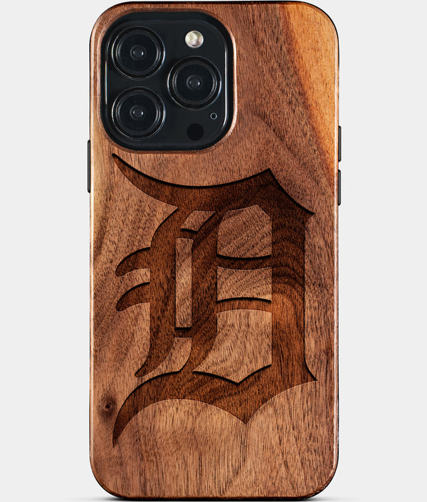Custom Detroit Tigers iPhone 15/15 Pro/15 Pro Max/15 Plus Case - Wood Tigers Cover - Eco-friendly Detroit Tigers iPhone 15 Case - Carved Wood Custom Detroit Tigers Gift For Him - Monogrammed Personalized iPhone 15 Cover By Engraved In Nature