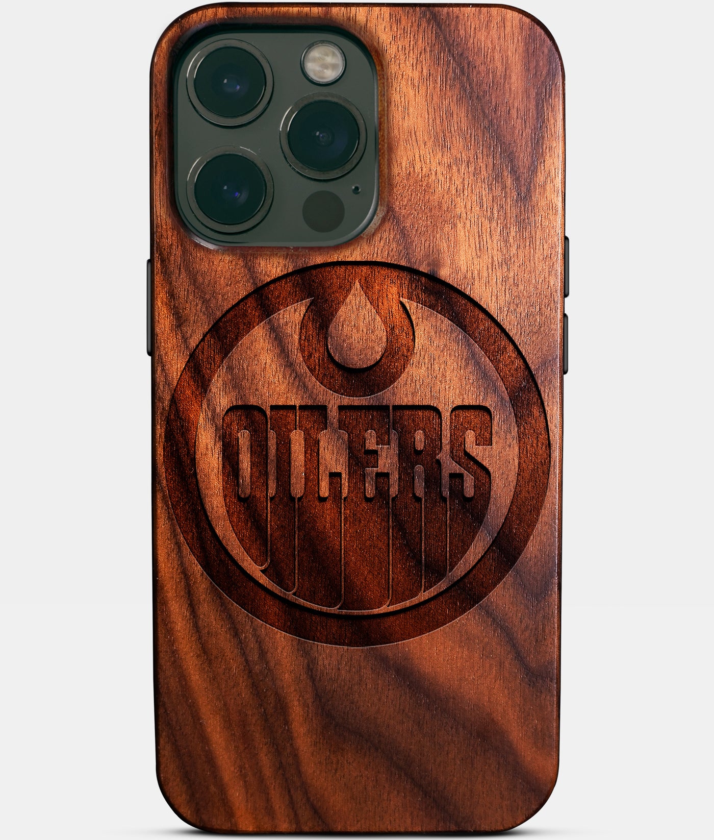 Custom Edmonton Oilers iPhone 14/14 Pro/14 Pro Max/14 Plus Case - Wood Oilers Cover - Eco-friendly Edmonton Oilers iPhone 14 Case - Carved Wood Custom Edmonton Oilers Gift For Him - Monogrammed Personalized iPhone 14 Cover By Engraved In Nature