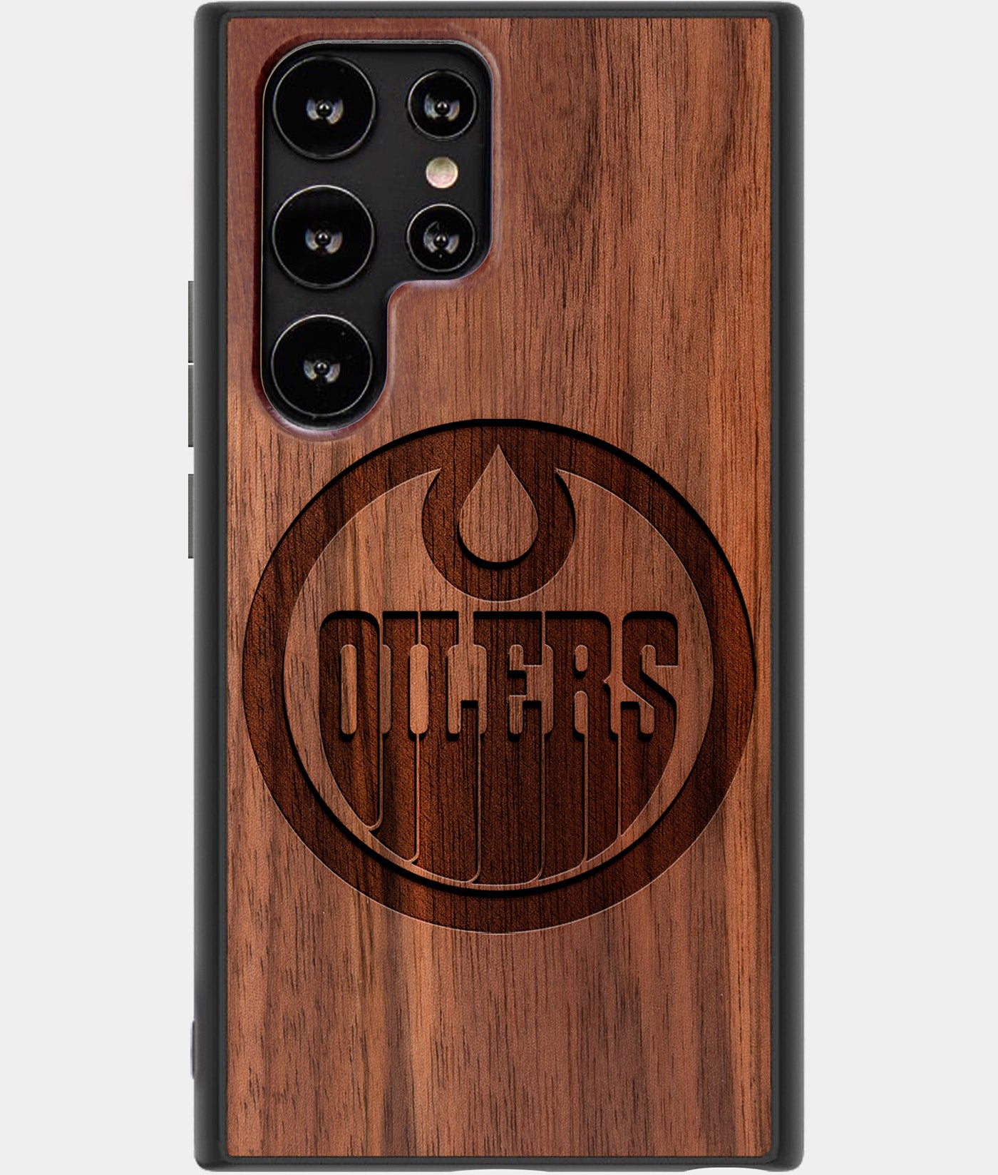 Best Wood Edmonton Oilers Samsung Galaxy S22 Ultra Case - Custom Engraved Cover - Engraved In Nature