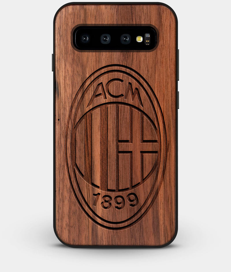 Best Custom Engraved Walnut Wood A.C. Milan Galaxy S10 Plus Case - Engraved In Nature