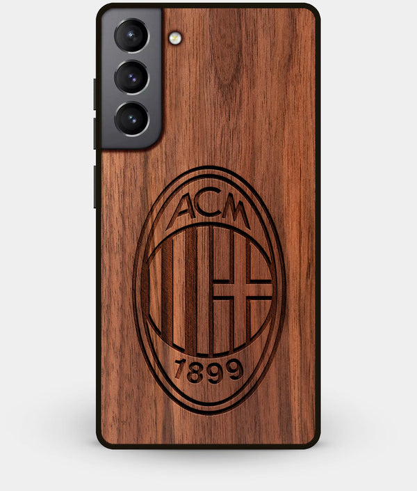 Best Walnut Wood A.C. Milan Galaxy S21 Case - Custom Engraved Cover - Engraved In Nature