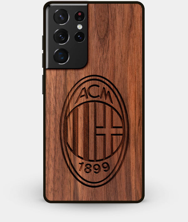 Best Walnut Wood A.C. Milan Galaxy S21 Ultra Case - Custom Engraved Cover - Engraved In Nature