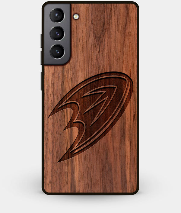 Best Walnut Wood Anaheim Ducks Galaxy S21 Case - Custom Engraved Cover - Engraved In Nature