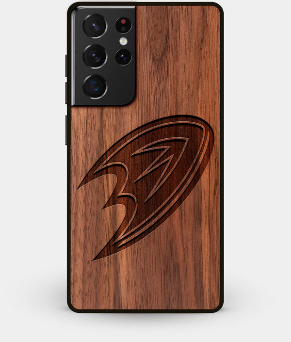 Best Walnut Wood Anaheim Ducks Galaxy S21 Ultra Case - Custom Engraved Cover - Engraved In Nature