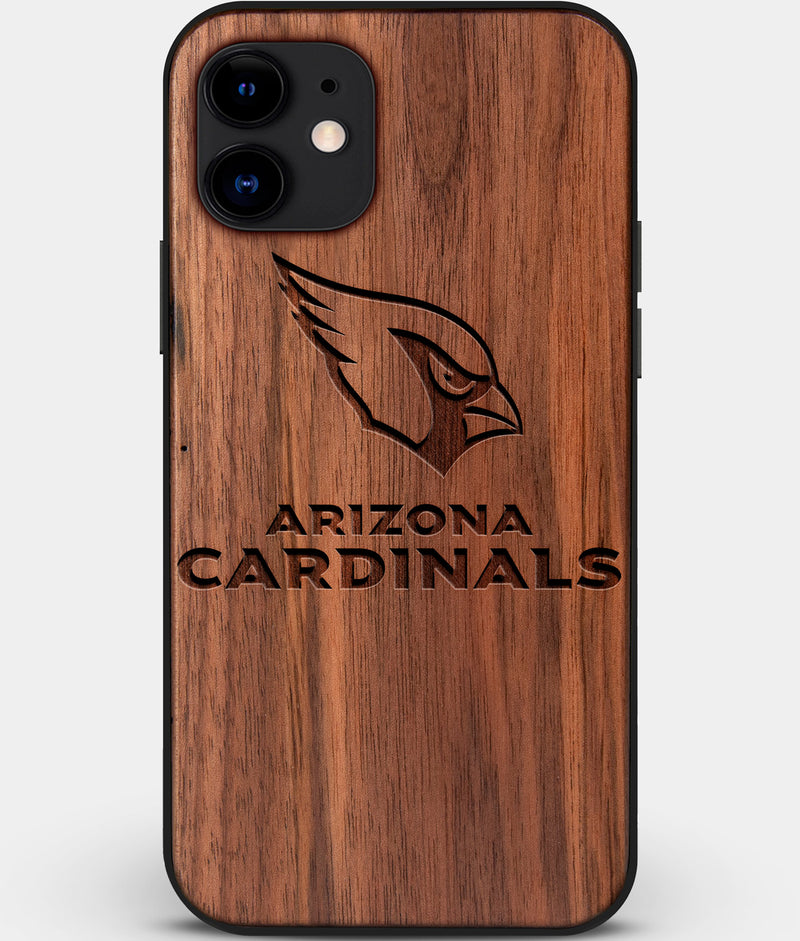 Custom Carved Wood Arizona Cardinals iPhone 11 Case | Personalized Walnut Wood Arizona Cardinals Cover, Birthday Gift, Gifts For Him, Monogrammed Gift For Fan | by Engraved In Nature