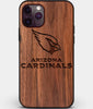 Custom Carved Wood Arizona Cardinals iPhone 11 Pro Case | Personalized Walnut Wood Arizona Cardinals Cover, Birthday Gift, Gifts For Him, Monogrammed Gift For Fan | by Engraved In Nature