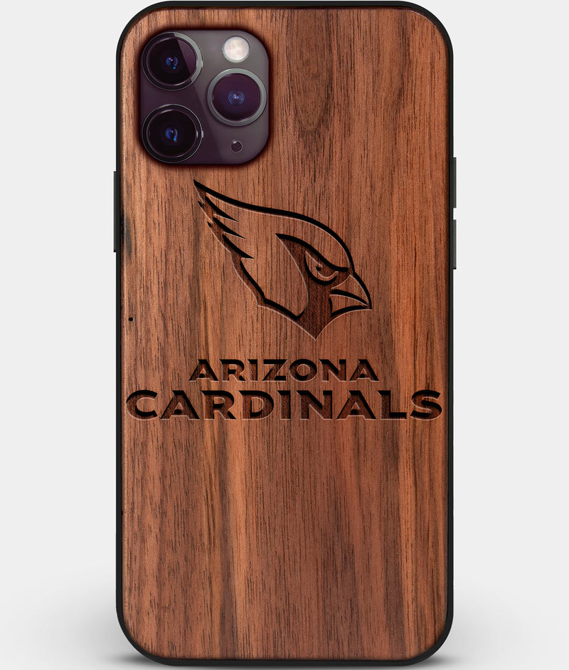 Custom Carved Wood Arizona Cardinals iPhone 11 Pro Max Case | Personalized Walnut Wood Arizona Cardinals Cover, Birthday Gift, Gifts For Him, Monogrammed Gift For Fan | by Engraved In Nature