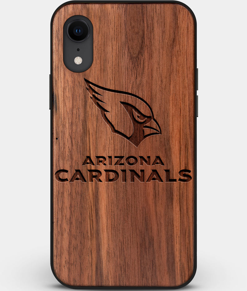Custom Carved Wood Arizona Cardinals iPhone XR Case | Personalized Walnut Wood Arizona Cardinals Cover, Birthday Gift, Gifts For Him, Monogrammed Gift For Fan | by Engraved In Nature