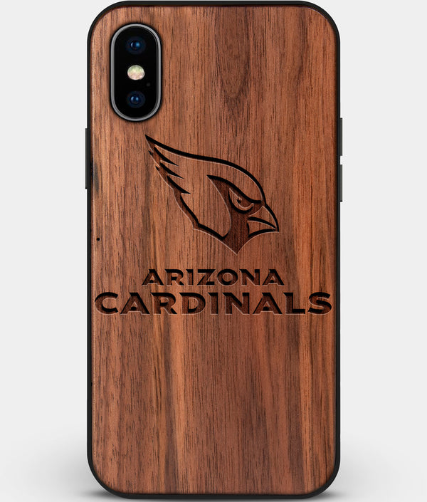 Custom Carved Wood Arizona Cardinals iPhone X/XS Case | Personalized Walnut Wood Arizona Cardinals Cover, Birthday Gift, Gifts For Him, Monogrammed Gift For Fan | by Engraved In Nature
