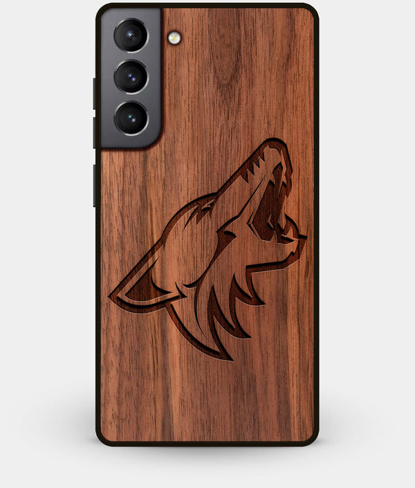 Best Walnut Wood Arizona Coyotes Galaxy S21 Case - Custom Engraved Cover - Engraved In Nature
