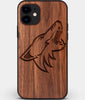 Custom Carved Wood Arizona Coyotes iPhone 11 Case | Personalized Walnut Wood Arizona Coyotes Cover, Birthday Gift, Gifts For Him, Monogrammed Gift For Fan | by Engraved In Nature