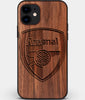 Custom Carved Wood Arsenal F.C. iPhone 12 Case | Personalized Walnut Wood Arsenal F.C. Cover, Birthday Gift, Gifts For Him, Monogrammed Gift For Fan | by Engraved In Nature