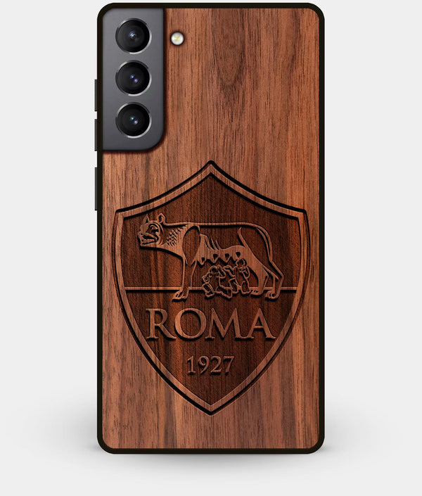 Best Walnut Wood A.S. Roma Galaxy S21 Case - Custom Engraved Cover - Engraved In Nature