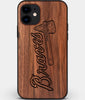 Custom Carved Wood Atlanta Braves iPhone 11 Case | Personalized Walnut Wood Atlanta Braves Cover, Birthday Gift, Gifts For Him, Monogrammed Gift For Fan | by Engraved In Nature