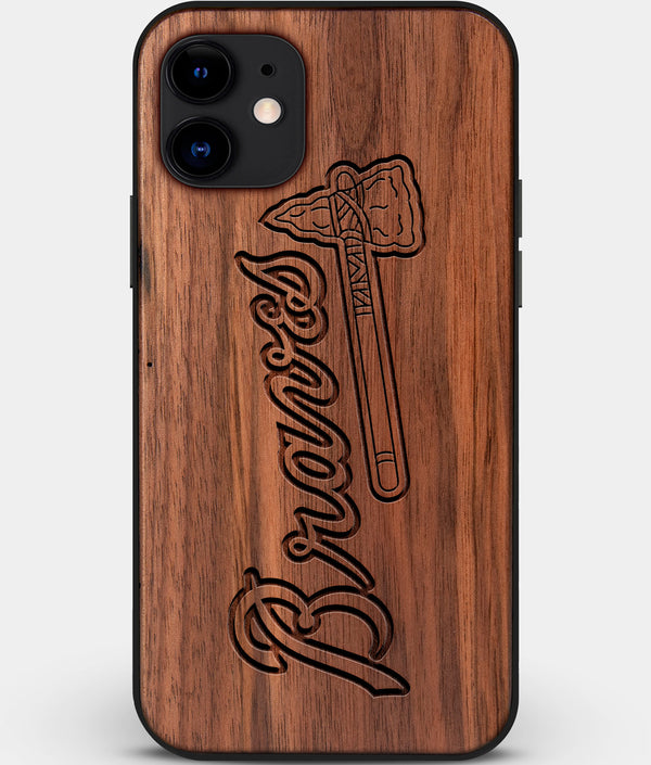 Custom Carved Wood Atlanta Braves iPhone 12 Case | Personalized Walnut Wood Atlanta Braves Cover, Birthday Gift, Gifts For Him, Monogrammed Gift For Fan | by Engraved In Nature