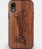 Custom Carved Wood Atlanta Braves iPhone XR Case | Personalized Walnut Wood Atlanta Braves Cover, Birthday Gift, Gifts For Him, Monogrammed Gift For Fan | by Engraved In Nature