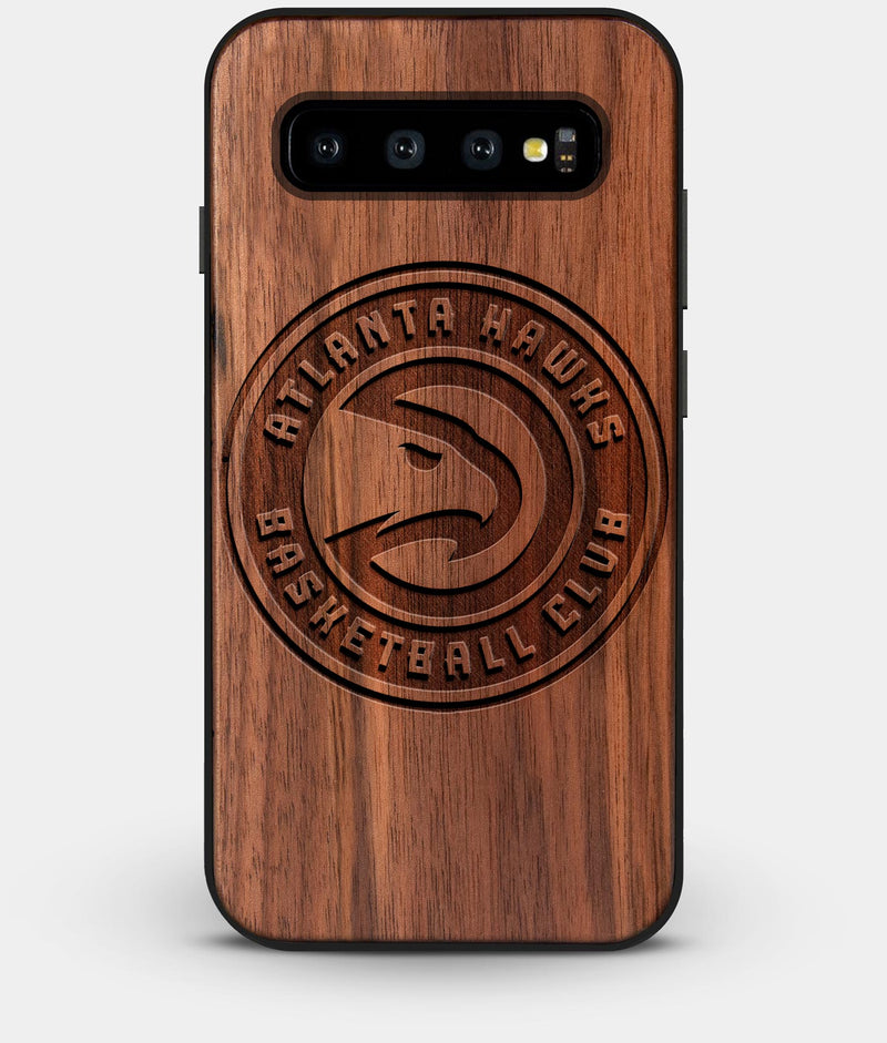 Best Custom Engraved Walnut Wood Atlanta Hawks Galaxy S10 Case - Engraved In Nature