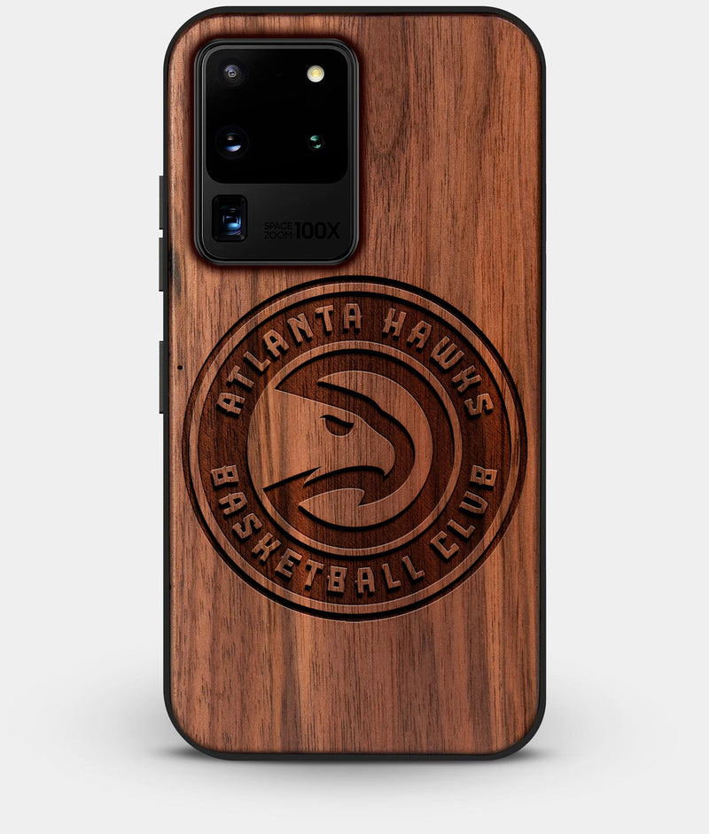 Best Custom Engraved Walnut Wood Atlanta Hawks Galaxy S20 Ultra Case - Engraved In Nature