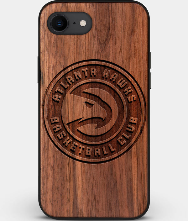 Best Custom Engraved Walnut Wood Atlanta Hawks iPhone SE Case - Engraved In Nature