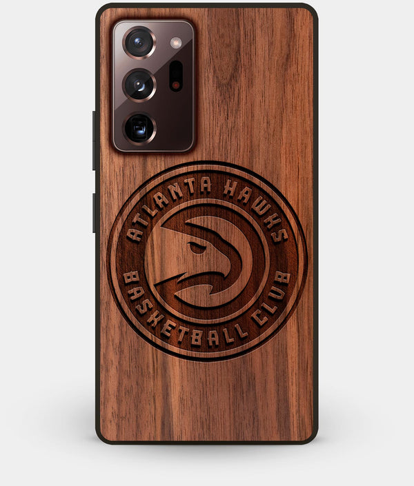 Best Custom Engraved Walnut Wood Atlanta Hawks Note 20 Ultra Case - Engraved In Nature