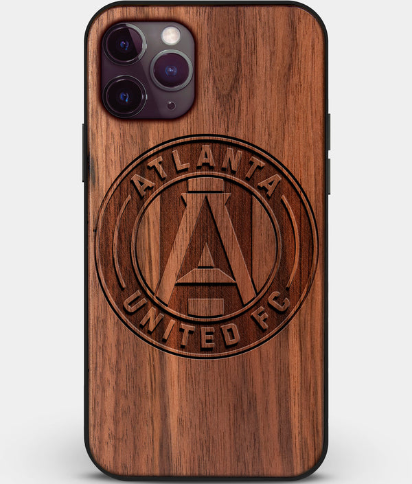Custom Carved Wood Atlanta United FC iPhone 11 Pro Case | Personalized Walnut Wood Atlanta United FC Cover, Birthday Gift, Gifts For Him, Monogrammed Gift For Fan | by Engraved In Nature