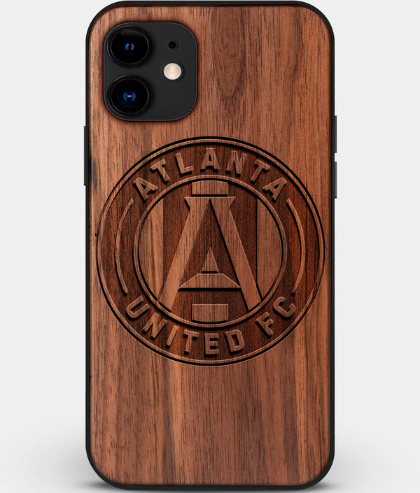 Custom Carved Wood Atlanta United FC iPhone 12 Case | Personalized Walnut Wood Atlanta United FC Cover, Birthday Gift, Gifts For Him, Monogrammed Gift For Fan | by Engraved In Nature