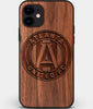 Custom Carved Wood Atlanta United FC iPhone 12 Mini Case | Personalized Walnut Wood Atlanta United FC Cover, Birthday Gift, Gifts For Him, Monogrammed Gift For Fan | by Engraved In Nature
