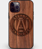 Custom Carved Wood Atlanta United FC iPhone 12 Pro Case | Personalized Walnut Wood Atlanta United FC Cover, Birthday Gift, Gifts For Him, Monogrammed Gift For Fan | by Engraved In Nature