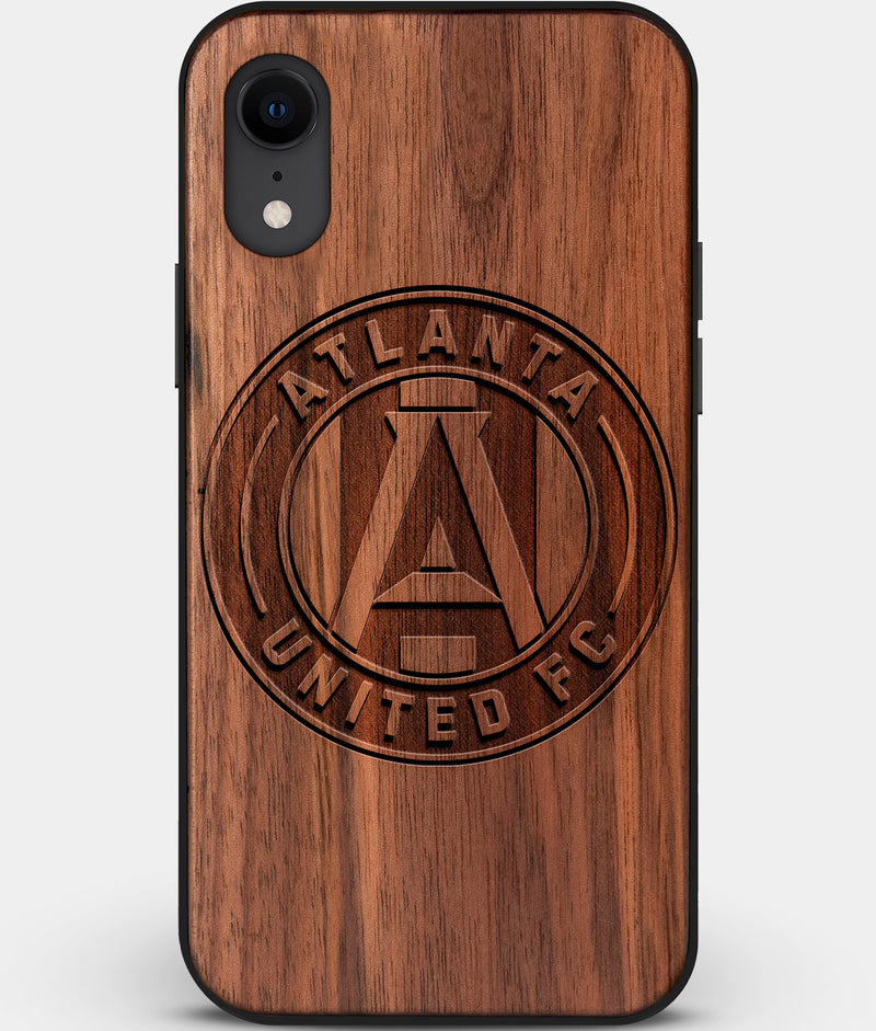 Custom Carved Wood Atlanta United FC iPhone XR Case | Personalized Walnut Wood Atlanta United FC Cover, Birthday Gift, Gifts For Him, Monogrammed Gift For Fan | by Engraved In Nature