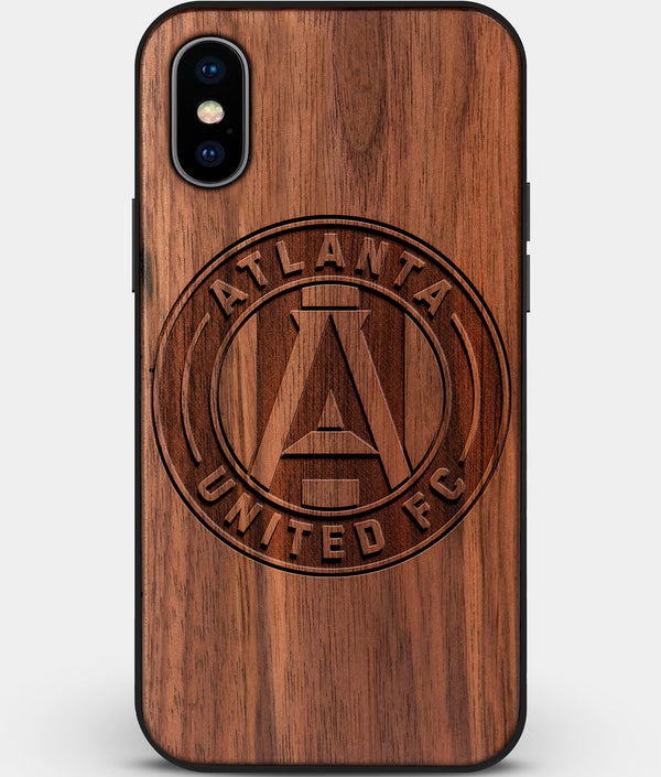 Custom Carved Wood Atlanta United FC iPhone X/XS Case | Personalized Walnut Wood Atlanta United FC Cover, Birthday Gift, Gifts For Him, Monogrammed Gift For Fan | by Engraved In Nature