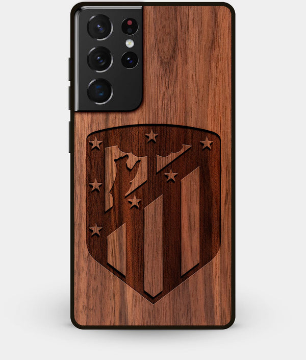 Best Walnut Wood Atletico Madrid Galaxy S21 Ultra Case - Custom Engraved Cover - Engraved In Nature