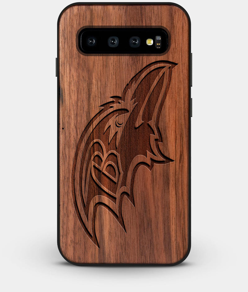 Best Custom Engraved Walnut Wood Baltimore Ravens Galaxy S10 Plus Case - Engraved In Nature