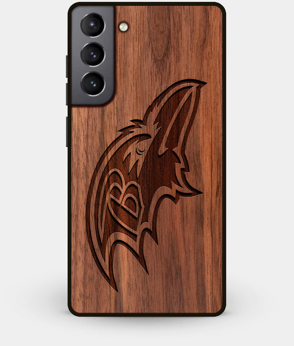 Best Walnut Wood Baltimore Ravens Galaxy S21 Case - Custom Engraved Cover - Engraved In Nature