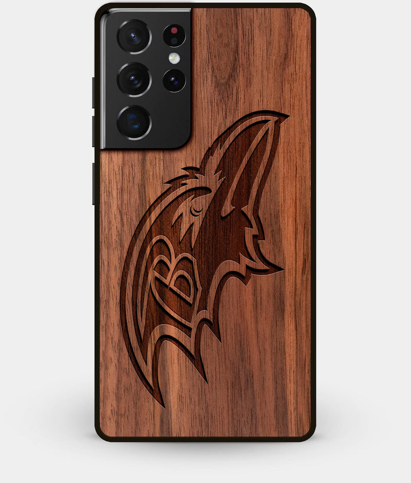Best Walnut Wood Baltimore Ravens Galaxy S21 Ultra Case - Custom Engraved Cover - Engraved In Nature